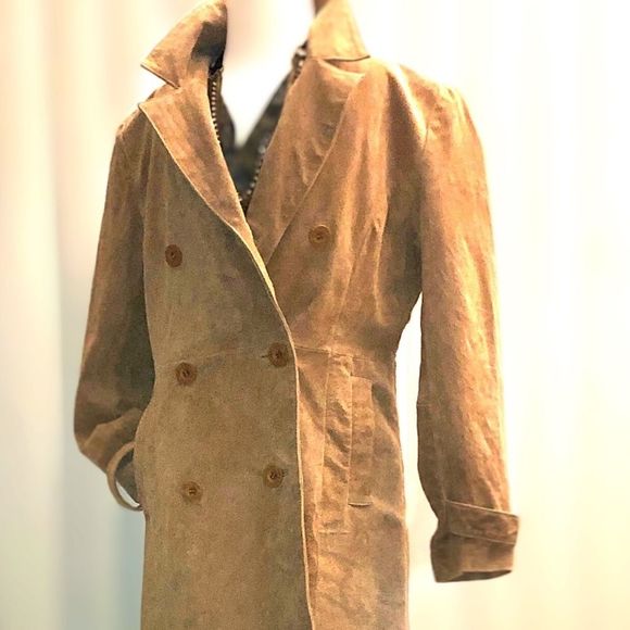 Live a Little Jackets & Blazers - Vintage 100% Suede Trench Coat Size S